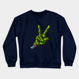 Zombie Hand Giving Peace Sign Crewneck Sweatshirt